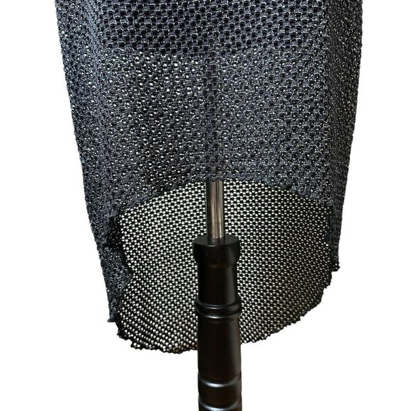 Y2K Feather Trim One Shoulder Dress Black Mesh Sparkle Party Retro Glam Small - Picture 6 of 8